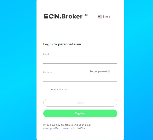 ECN.Broker: registration and login